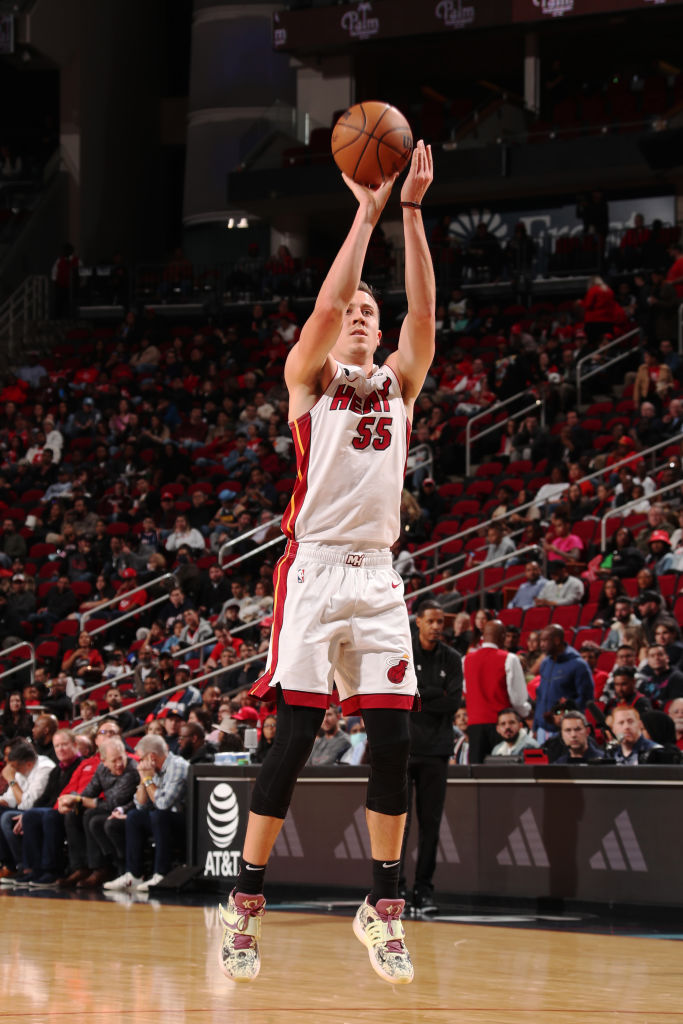 ESPNInsights's tweet photo. Duncan Robinson has 98 career 3-pointers in the playoffs, passing Dwyane Wade for third-most in Heat postseason history. https://t.co/NoPb4oJa1a