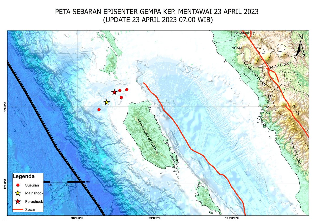 Inilah 6 rangkaian gempa Megathrust Siberut sejak pagi dini hari tadi, lihatlah distribusi magnitudonya.