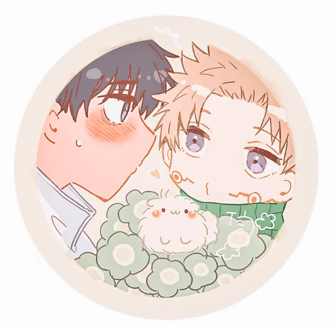 乙棘ラリー缶バッチ用の絵描いた〜ちゅーして欲しいとげぴ 