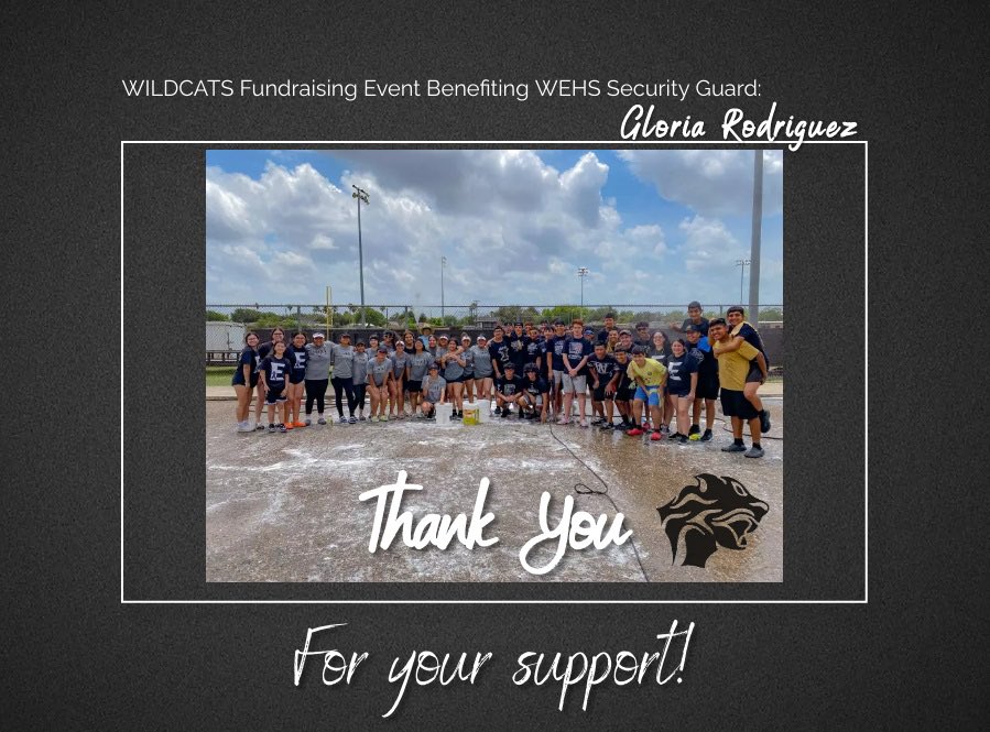 WehsAthletics's tweet photo. Big THANK YOU to our amazing Wildcat athletes for volunteering their time and effort at our Carwash Fundraiser today! Your hard work helped us raise money for Gloria, who is bravely battling cancer. Your generosity and dedication to the cause is truly appreciated! #ESSS 🐾 https://t.co/oRpgZQzBWe