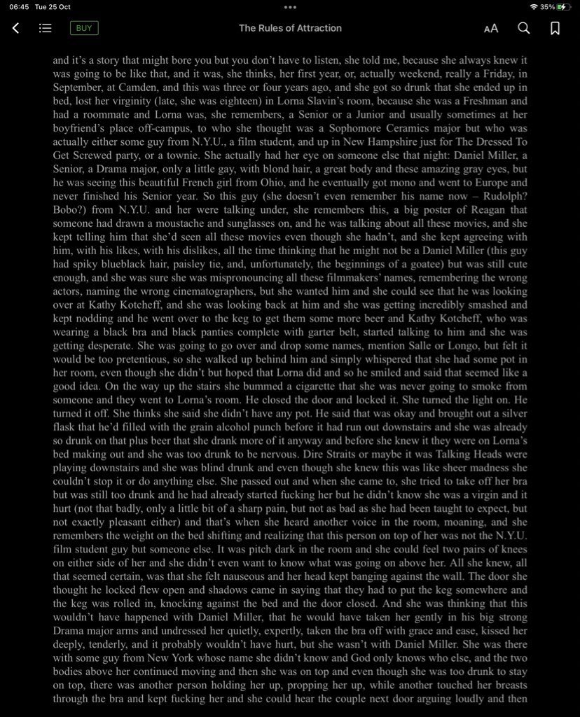 Chriss_m's tweet photo. Can we all take a minute to admire the absolute balls of Bret Easton Ellis to open a novel, first page, with this mad screed?
#RulesOfAttraction https://t.co/L2ODAKj4Hs