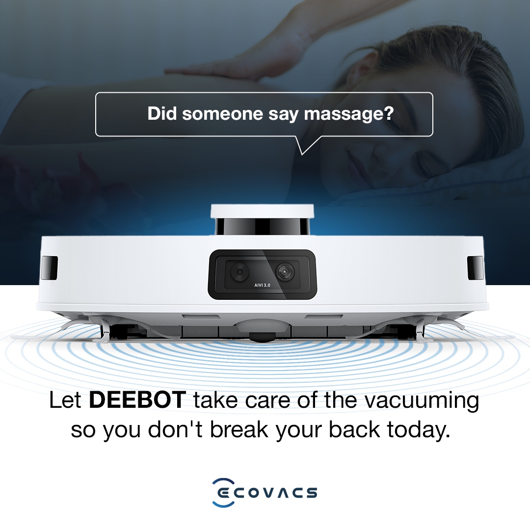 EcovacsUS's tweet image. Don&apos;t let household chores take a toll on your body. Let DEEBOT do the work for you while you focus on your health and wellness.

.

#ecovacs #ecovacsrobotics #roboticsforall #deebot #x1omni #vacuummop #roboticvacuum #roboticmop #vacuumandmop #smarthome #smarthomeaccessori...