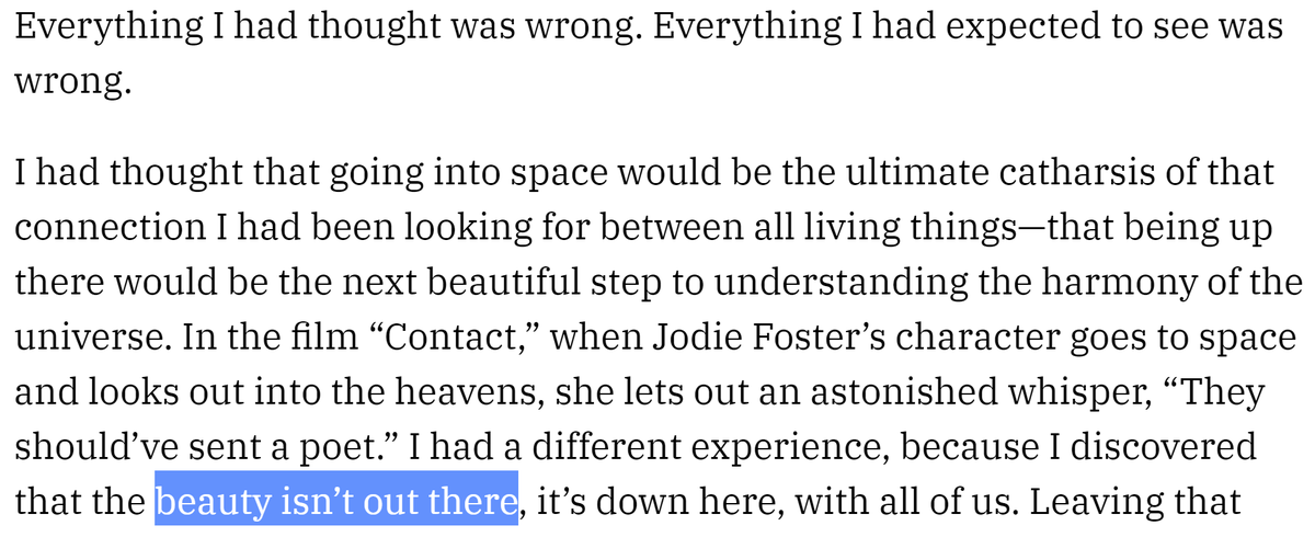 Shatner on being anti-space: "I saw a cold, dark, black emptiness. It was unlike any blackness you can see or feel on Earth. It was deep, enveloping, all-encompassing. ..Beauty isn't out there." variety.com/2022/tv/news/w…