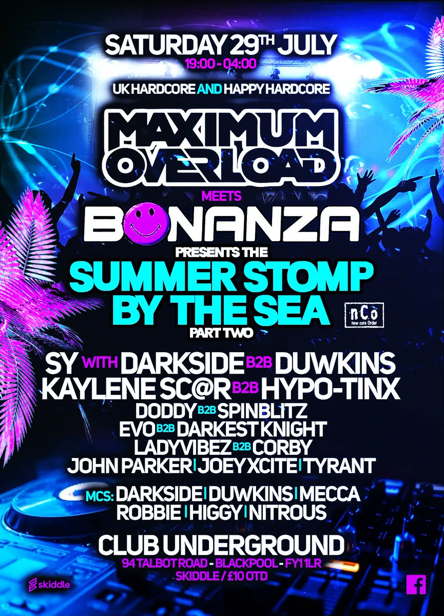 MCDuwkins's tweet photo. 29th July the Bonanza summer stomp part two by the sea โ๏ธโต๐๏ธ๐ ๐ ๐ค ๐ฅ๐ฅ #clubundergroundblackpool #Blackpool #Maximumoverload #Bonanza #summerstomp #DJSY #MCDuwkins @DjScar @DjSy_UK @DJSpinblitz #Ukhardcore #HappyHardcore #DJjohnparker
Tickets ๐๏ธ๐๏ธ ๐
https://t.co/uBR7jAr2Ew https://t.co/Umfh3qrRGm