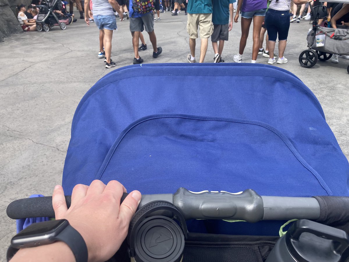 Pungbot2000's tweet photo. At universal. Walking around by myself? Slow and wandering, like 90% of people here. In dbl stroller dad mode, I'm barreling thru ppl with a purpose. I like dad mode 🤪 https://t.co/UNtkA1EWSh