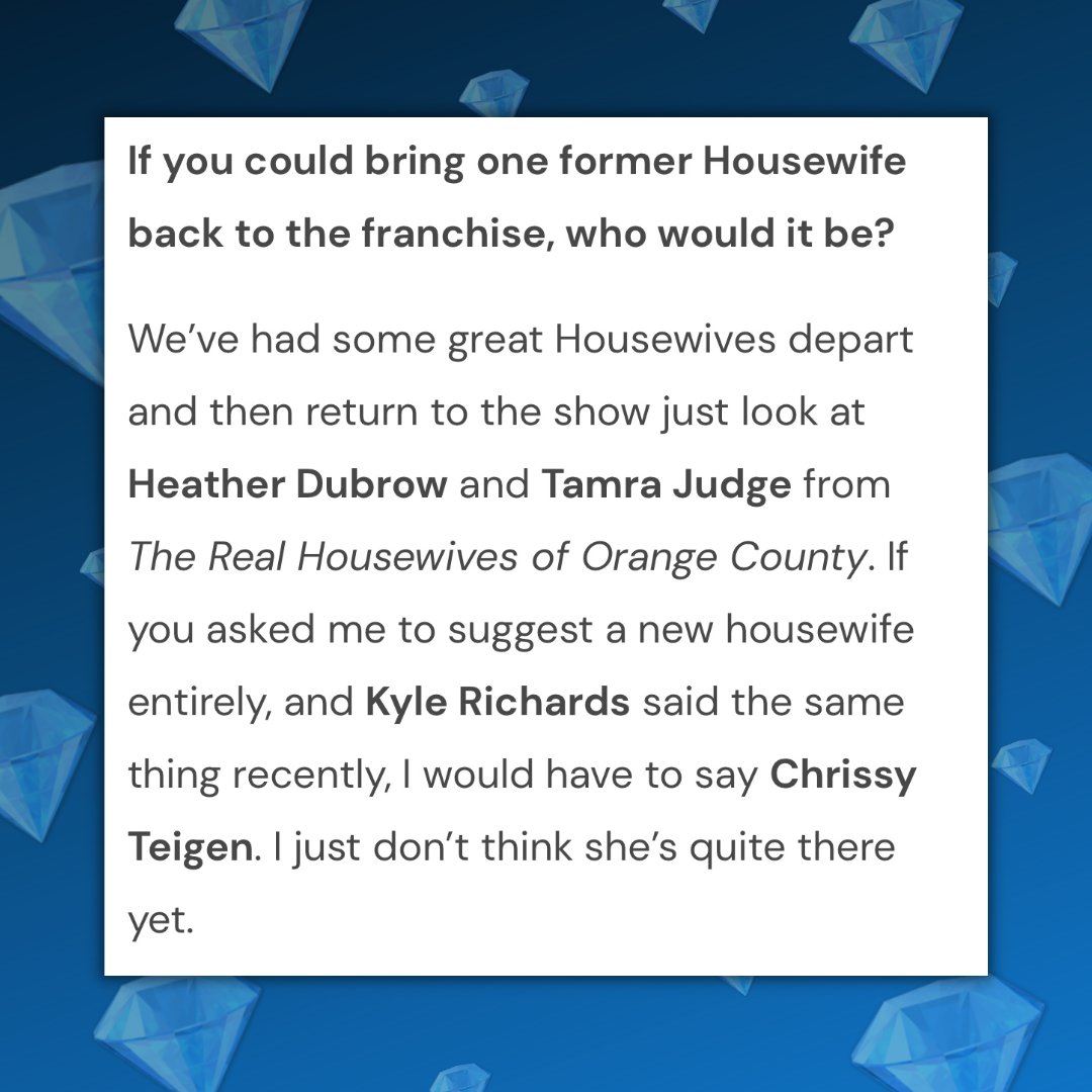 tvdeets's tweet photo. Andy Cohen would like to see Chrissy Teigen join #RHOBH, he told TV Deets in a recent Q&amp;A.

🔗: https://t.co/2xcl1HN8Kd https://t.co/Q65FCqOujQ
