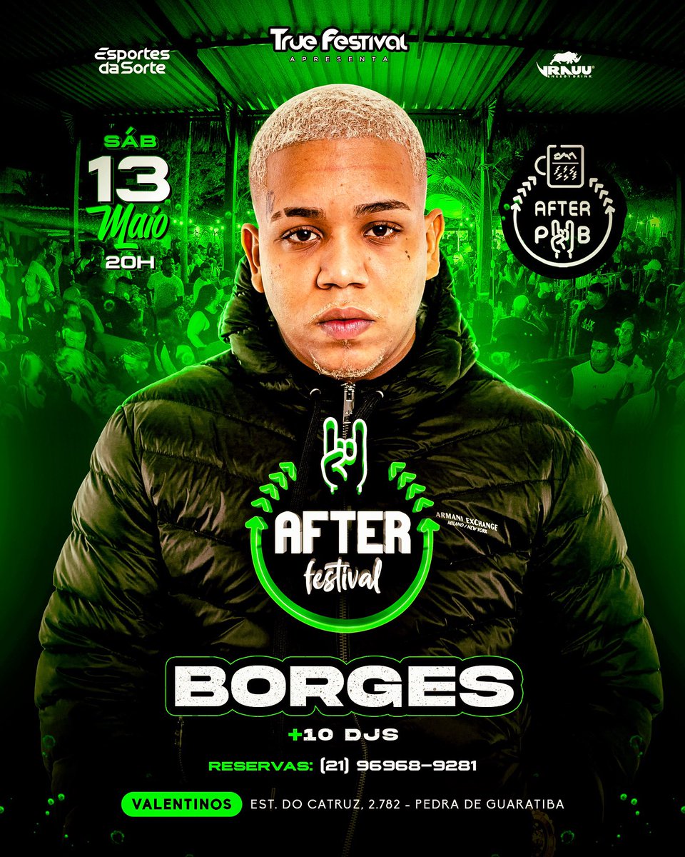 Se preparem! 🔥
-
Pela 1º vez na região, show inédito do BORGES.

Dono de vários de sucessos na cena do Trap Br, ele estará conosco dia 13 de Maio para fazer um espetáculo jamais visto na região!⚡️

Ingressos á venda, compre antecipado! 🎟️
Camarotes disponíveis para reserva!