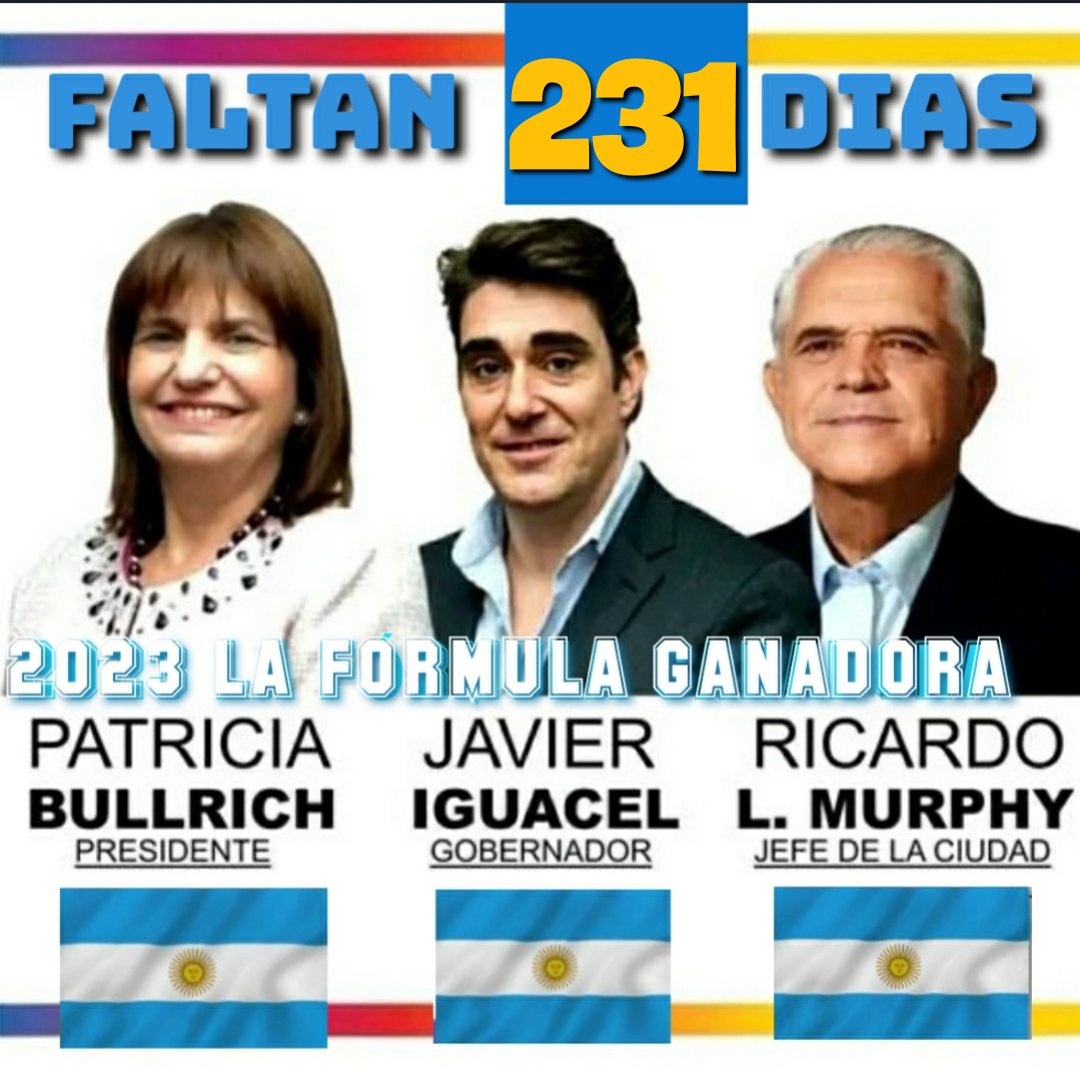 LosHalcones2023's tweet photo. EL CAMBIO QUE 
EL PAIS NECESITA 
🇦🇷🇦🇷🇦🇷🇦🇷🇦🇷🇦🇷🇦🇷🇦🇷
#LaFuerzaDelCambio
🇦🇷🇦🇷🇦🇷🇦🇷🇦🇷🇦🇷🇦🇷🇦🇷
231 DIAS
🇦🇷🇦🇷🇦🇷🇦🇷🇦🇷🇦🇷🇦🇷🇦🇷
@PatoBullrich
#BullrichPresidente2023 

@JavierJiguacel
#IguacelGobernador2023 

@rlopezmurphy
#LMurphyJefeCABA2023 https://t.co/LZkNyOCd4O
