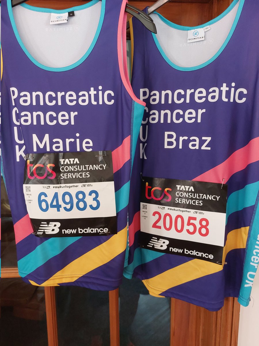 Vests are ready, 2nd marathon in a week coming up, Manchester  &amp; London <a href="/PancreaticCanUK/">Pancreatic Cancer UK</a> £5137 raised so far