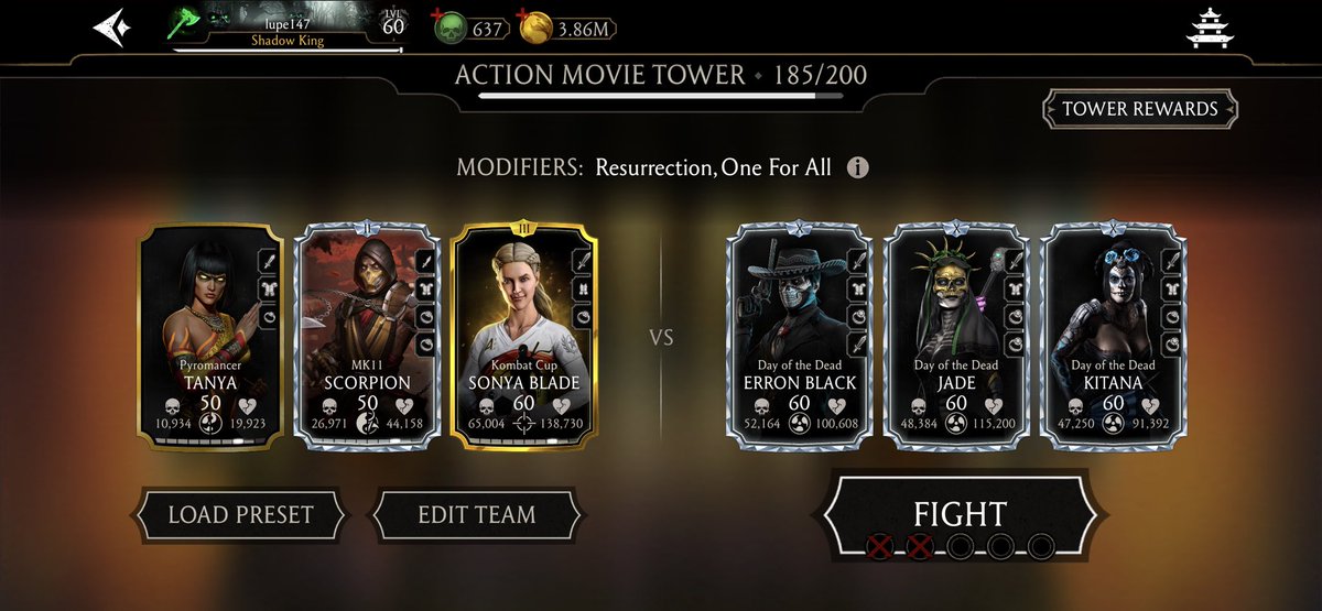lupe_luu7's tweet photo. Finally beat action fatal tower 184. That was bloody tough man. #mkmobile #fataltower https://t.co/RTjoCa58y2