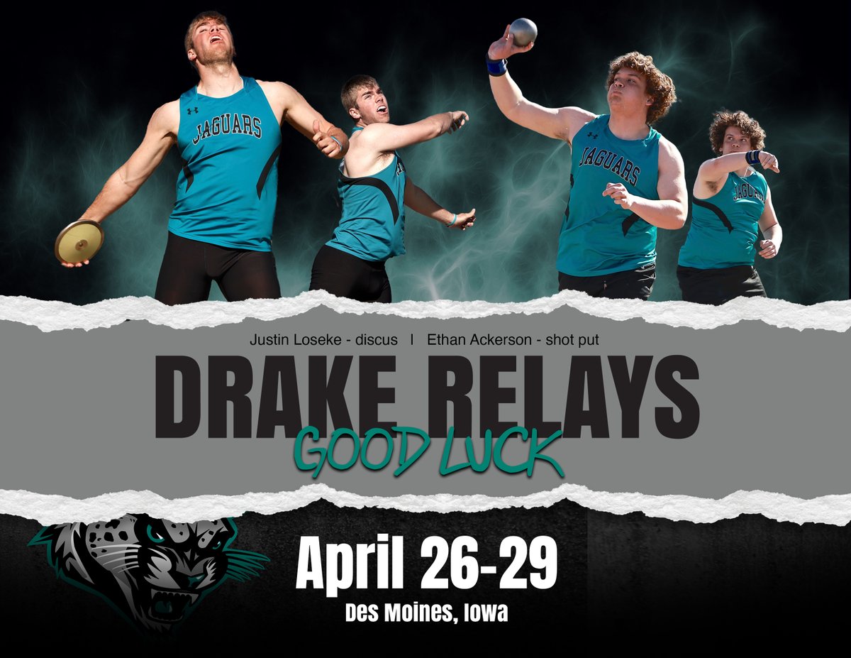 SVJags's tweet photo. Congratulation to Ethan Ackerson and Justin Loseke who have both qualified for the prestigious Drake Relays in field events - Ackerson in the shot put and Loseke in the discus. Let’s show our support as Ackerson throws at 4:30pm on Thursday and Loseke throws at 8:30am on Friday. https://t.co/2kqktZeAhV