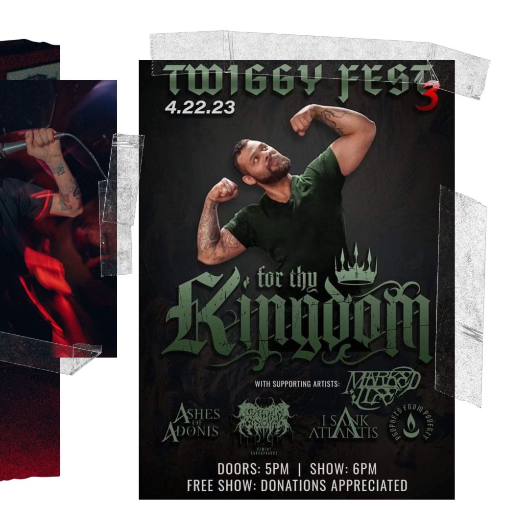 TONIGHT! We were fortunate to be added on as a last minute guest band for ‘Twiggy Fest 3’ 

Huge shout out to @for_thy_kingdom for letting us come onto the bill. SEE YOU TONIGHT ITS FREE🩸

<a href="/isankatlantis/">I Sank Atlantis</a> 
<a href="/AshesOfAdonis/">AshtonAdonis</a> 
@cementsarcophagus
@povertyhc

📸 justphotos.irl