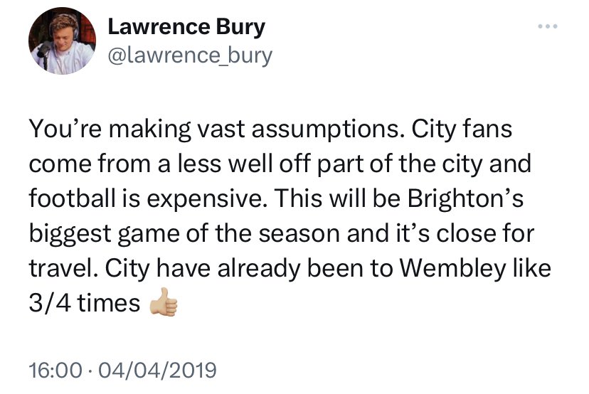 R_o_M's tweet photo. Empty seats in the City end reminded me of this. That famous “less well off part of the city” that blues come from. The ghettos of Stockport and Bramhall 😂 Tell me you don’t have a clue about Manchester or the fanbase of the team you claim to support without telling me  😂 https://t.co/YNKqeoFGmh