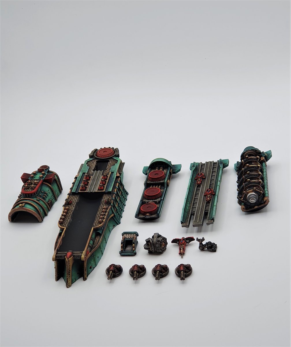 Eyecon74's tweet photo. Painted the new Hachiman Carrier, an absolute delight to work on !
You can field all 3 with minimal magnet work.

#miniatures #miniaturesgaming #tabletop #shipbattles #fantasywargames #wargaming #ships #steampunk #tabletopgames #Dystopianwars #warcradle https://t.co/D2VAsd0sGT