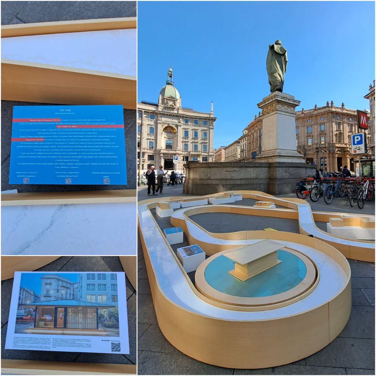 GoldenBackstage's tweet image. Una pista da biglie in piazza Cordusio a #Milano. È #MyFun, il progetto dell'achitetto Michele Perlini per la storica falegnameria Galante. E la sabbia non è tale, ma #Lapitec, lastra in pietra sinterizzata, made in Italy e green, 100% naturale
#MilanoDesignWeek2023