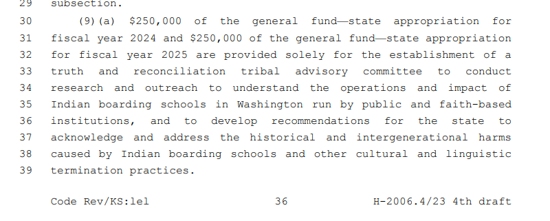 PrestonJParish's tweet photo. #waleg final budget proposal includes $500K for the biennium for the AG to establish a Truth and Reconciliation Tribal Advisory Committee to focus on the operation and impact of Indian boarding schools, a tool that targeted Native kids to advance an assimilationist agenda. https://t.co/OxTq7nES7C