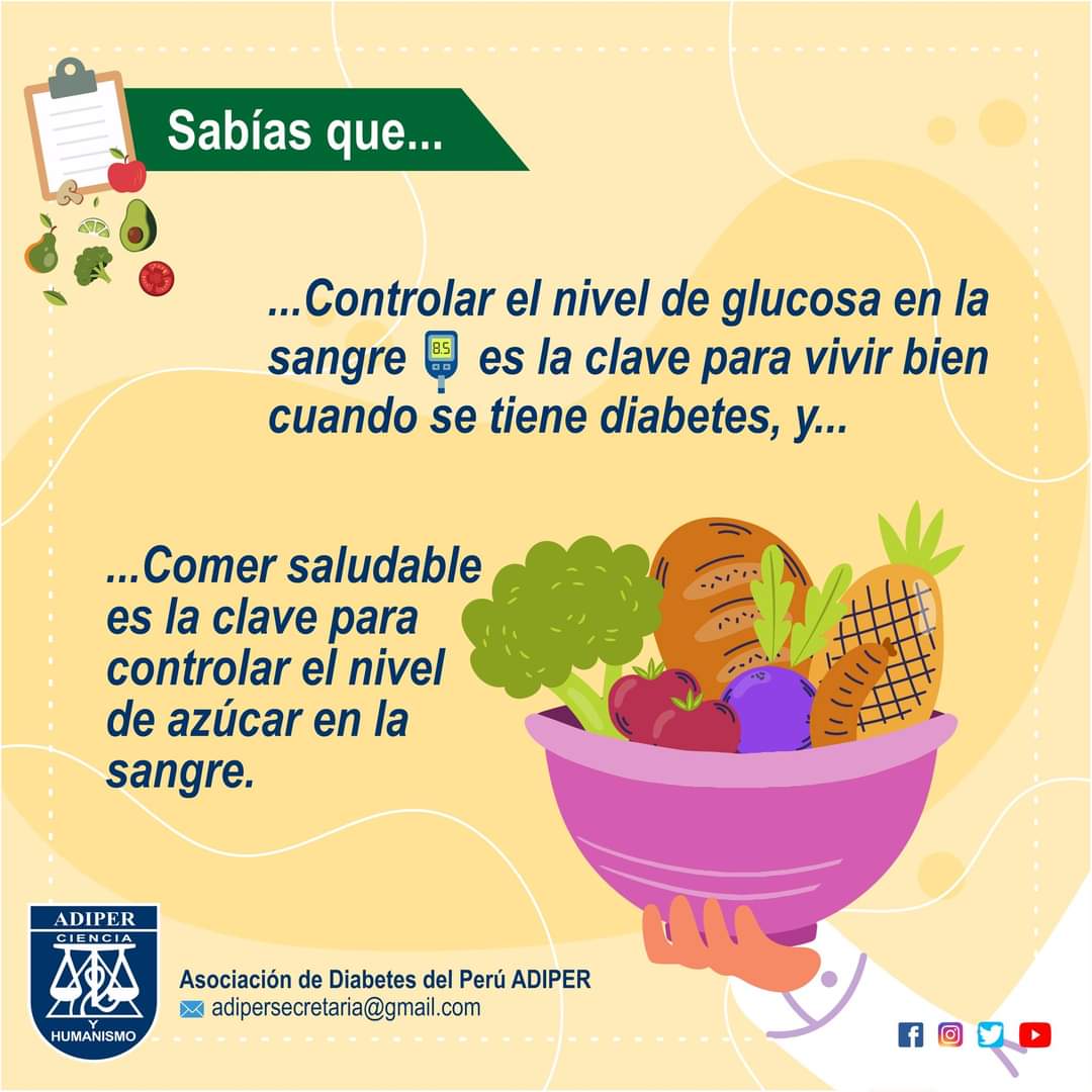 AAdiper's tweet photo. 🥗 Controlar el nivel de glucosa en la sangre, es la clave para vivir bien cuando se tiene diabetes, y comer saludable 🍐🍎🥦🥕🧀 es la clave para controlar el nivel de azúcar en la sangre.

#Adiper #diabetes #diabetestipo2 #diabetestipo1 #alimentacionsaludable @AAdiper https://t.co/2NbFwL8CdM