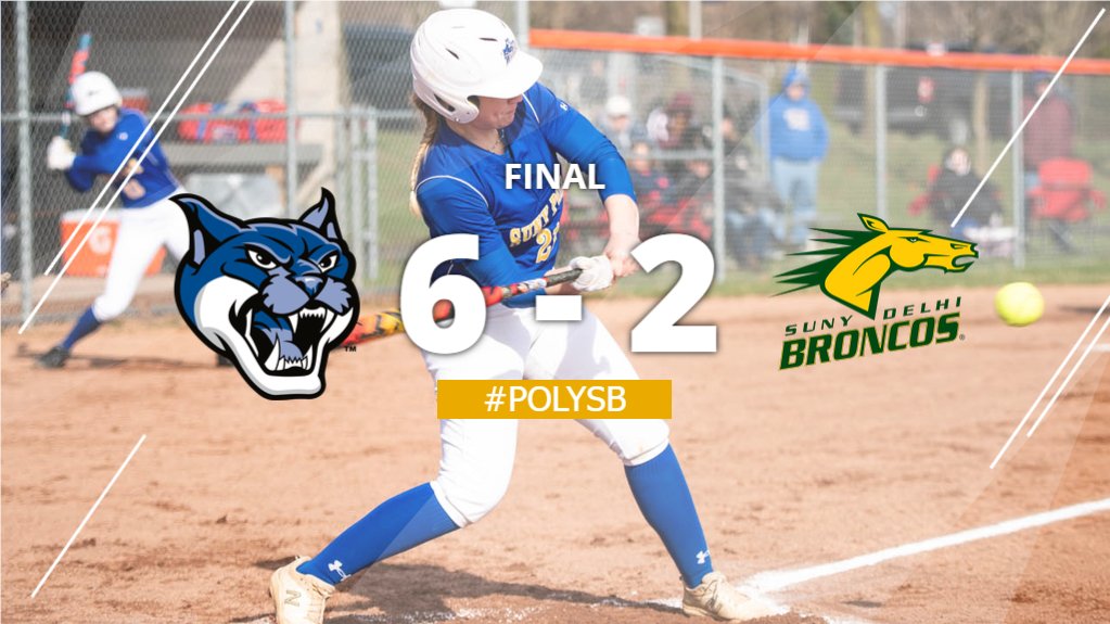PolyWildcats's tweet photo. #PolyWINS! π₯
#PolySB completed the season sweep of SUNY Delhi this afternoon 6-2 at Wildcat Field.
Aeron Hamm went 2-for-3 with a two-run π£
Kimberly Birmingham went 3-for-3 with 2 RBI πͺ
Trinity Critelli threw a complete game π₯
#d3sb https://t.co/2NF5CRGWHW