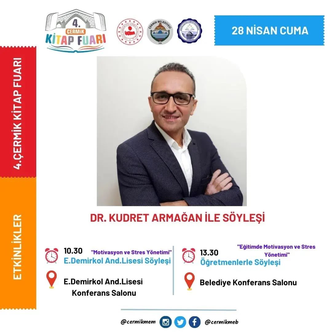 Çermik 4. Kitap Fuarına bekliyoruz. <a href="/CermikMEM/">Çermik Milli Eğitim Müdürlüğü</a>