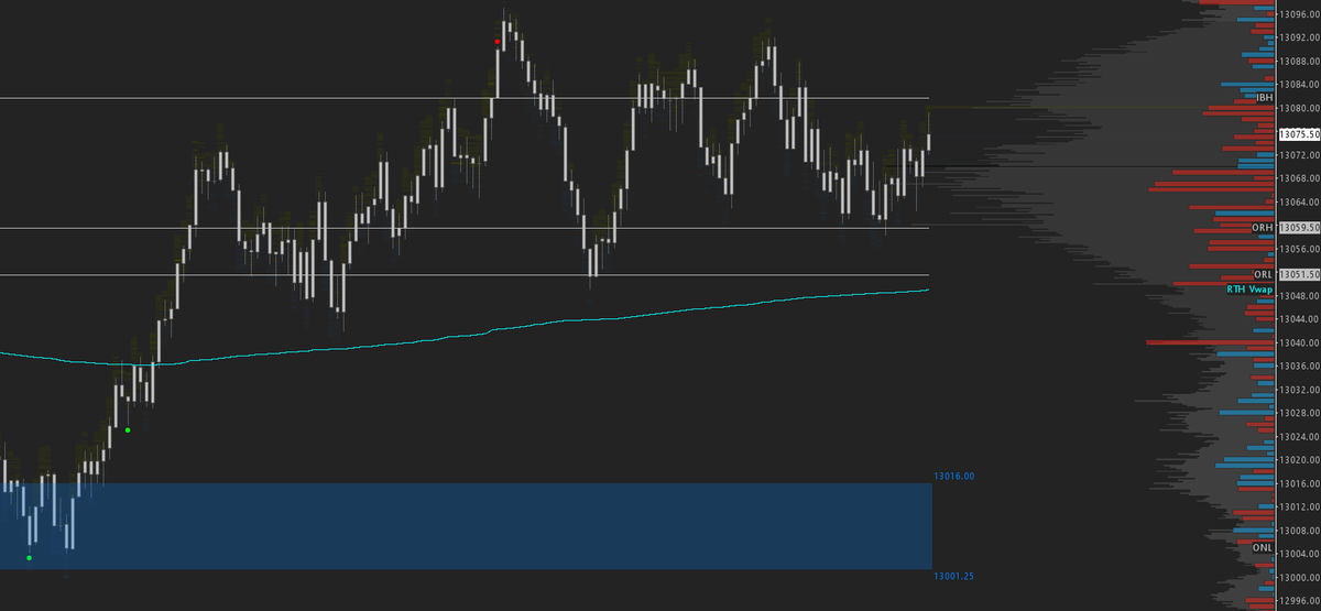 Delta_Warrior1's tweet photo. $NQ Solid setup on Friday. Aggressive buyers stepping in (indicated by green dot) within the blue support zone. Went from 13,005 to 13096 with no heat.
#SystemsTrading #QuantTrading https://t.co/thFx39dvyj