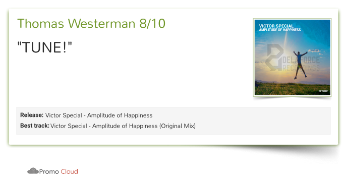 DanDelaforce's tweet photo. Thomas Westerman reviewed Victor Special - Amplitude of Happiness. 8/10 https://t.co/6wV5Xi690V