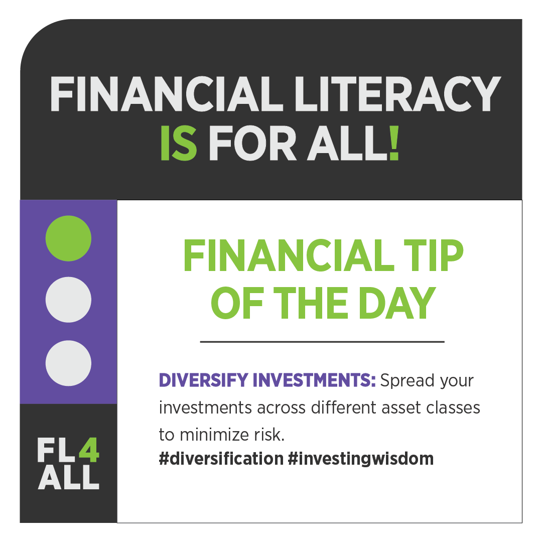 FL4_ALL's tweet photo. Putting your money into varying investments is always best when creating your investment strategy. Keeping your money in one place increases the chance of loss. Dividing and conquering is a winning approach! #FL4ALL #Diversification #investingwisdom https://t.co/VoNK1D4fbm