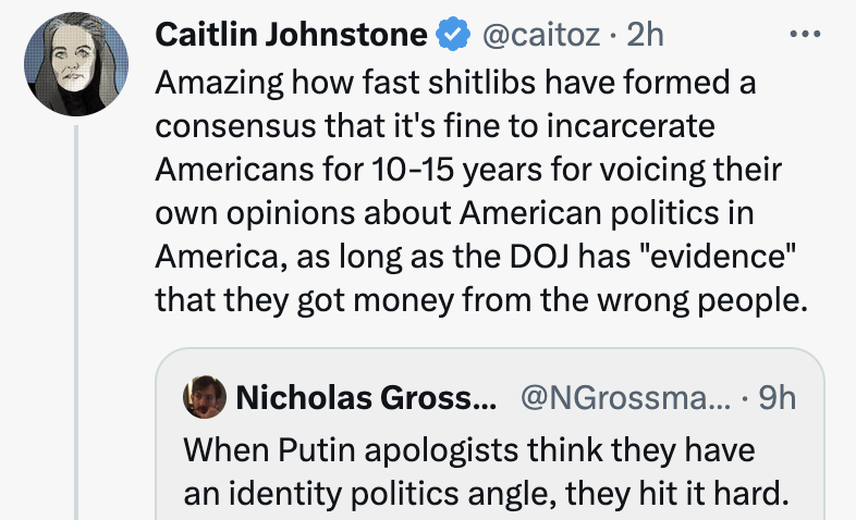 Caitlin joins Area Substacker and Tucker in screaming about the law that requires you to come clean if you've been on the FSB gravy train.