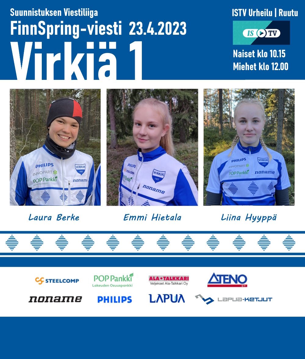 virkiasuunn's tweet photo. Virkiän joukkueet Viestiliigan avaukseen! Naisten joukkue viivalla klo 10.30 ja kolme miesten joukkuetta klo 12.10.

Su 23.4. klo 10.15 alkaen suorana ISTV Urheilu ja Ruutu.

#suunnistus #viestiliiga https://t.co/GumVvEn3Ya
