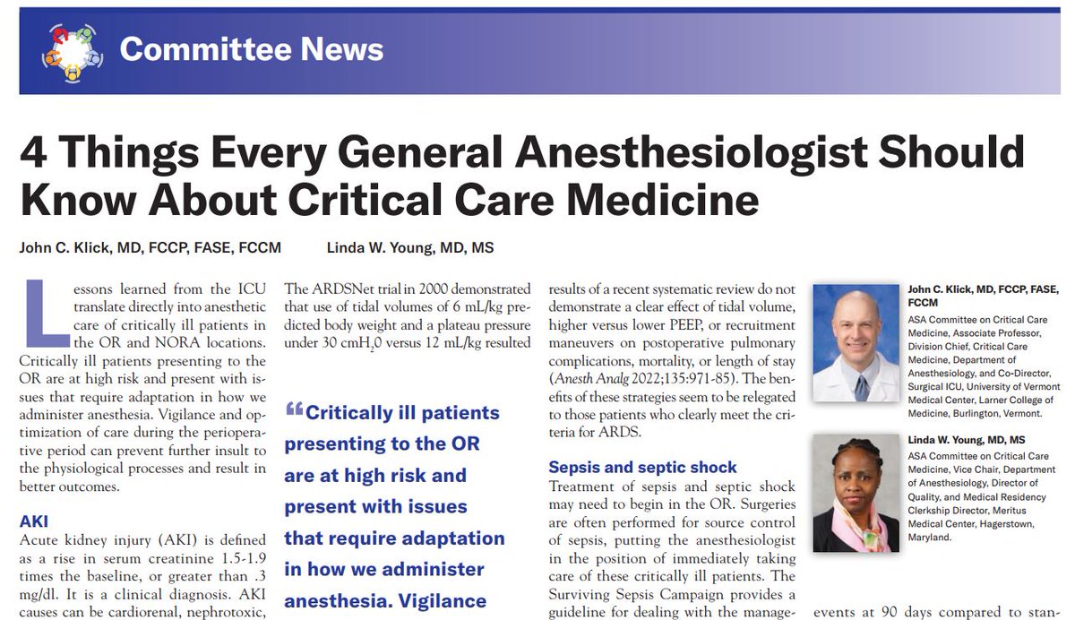 4 Things Every #GeneralAnesthesiologist Should Know About #CriticalCareMedicine 

1️⃣AKI 
2️⃣Lung-protective ventilation 
3️⃣#Sepsis and #SepticShock 
4️⃣Type of #IV fluid 

Read about ways help take better care of critically ill patients: ow.ly/3sO150NJE2S