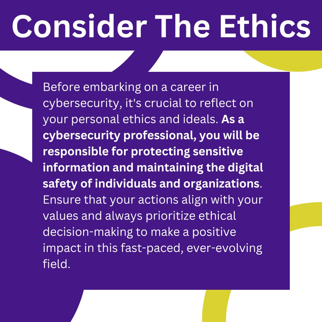 TNTechCEROC's tweet photo. Embrace your inner ethical compass before diving into a cybersecurity career. Remember, you're not just safeguarding data, but people's trust and privacy too. Let your values guide you to make a real difference in this digital world. #tntech #cybersecurity #tntechceroc https://t.co/o3LFoCpZFH
