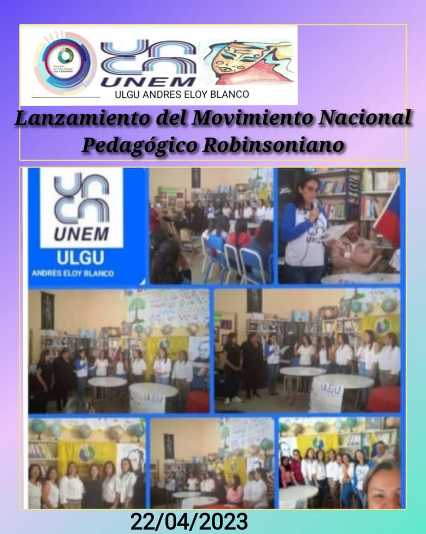 SomosUnem's tweet photo. #FormandoEducadores📢|| Desde los municipios Andrés Eloy Blanco, Morán, Iribarren la #UTGULara llevó a cabo el lanzamiento Movimiento Pedagógico Nacional Robinsoniano
#MovimientoRobinsonianoUNEM
#FiestaDeportivaDelALBA
@NicolasMaduro
@_LaAvanzadora
@sandraoblitasr
@MPPEDUCACION https://t.co/KhwISrBtlD