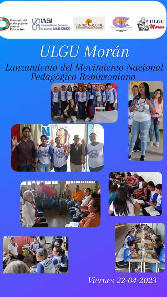 SomosUnem's tweet photo. #FormandoEducadores📢|| Desde los municipios Andrés Eloy Blanco, Morán, Iribarren la #UTGULara llevó a cabo el lanzamiento Movimiento Pedagógico Nacional Robinsoniano
#MovimientoRobinsonianoUNEM
#FiestaDeportivaDelALBA
@NicolasMaduro
@_LaAvanzadora
@sandraoblitasr
@MPPEDUCACION https://t.co/KhwISrBtlD