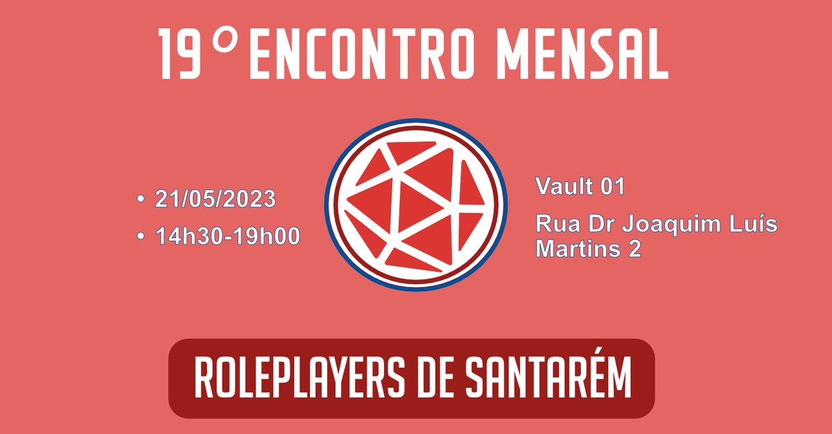 RoleplayerSan's tweet photo. Olá Roleplayers!

Já está marcado o próximo encontro dos Roleplayers de Santarém na Vaut 01.

Venham-se juntar a nós para conviver e experimentar jogar RPG de mesa connosco.

Inscrições: https://t.co/AXgAIIatOo

#ttrpg #santaremportugal #event #meetup https://t.co/OulqAbBaxs