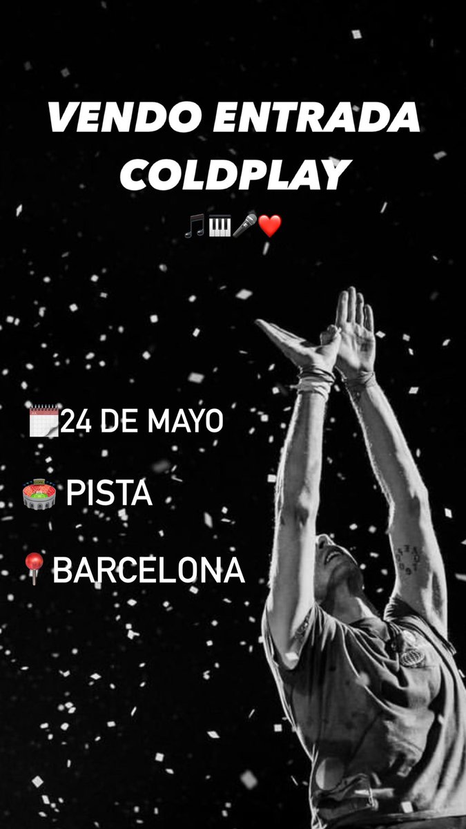 _Lauurapm's tweet photo. 📣📣📣Se vende entrada Coldplay para el 24 de mayo en Barcelona. Pista
Interesados/as MD ‼️‼️‼️ https://t.co/q4Q2jLSC8c