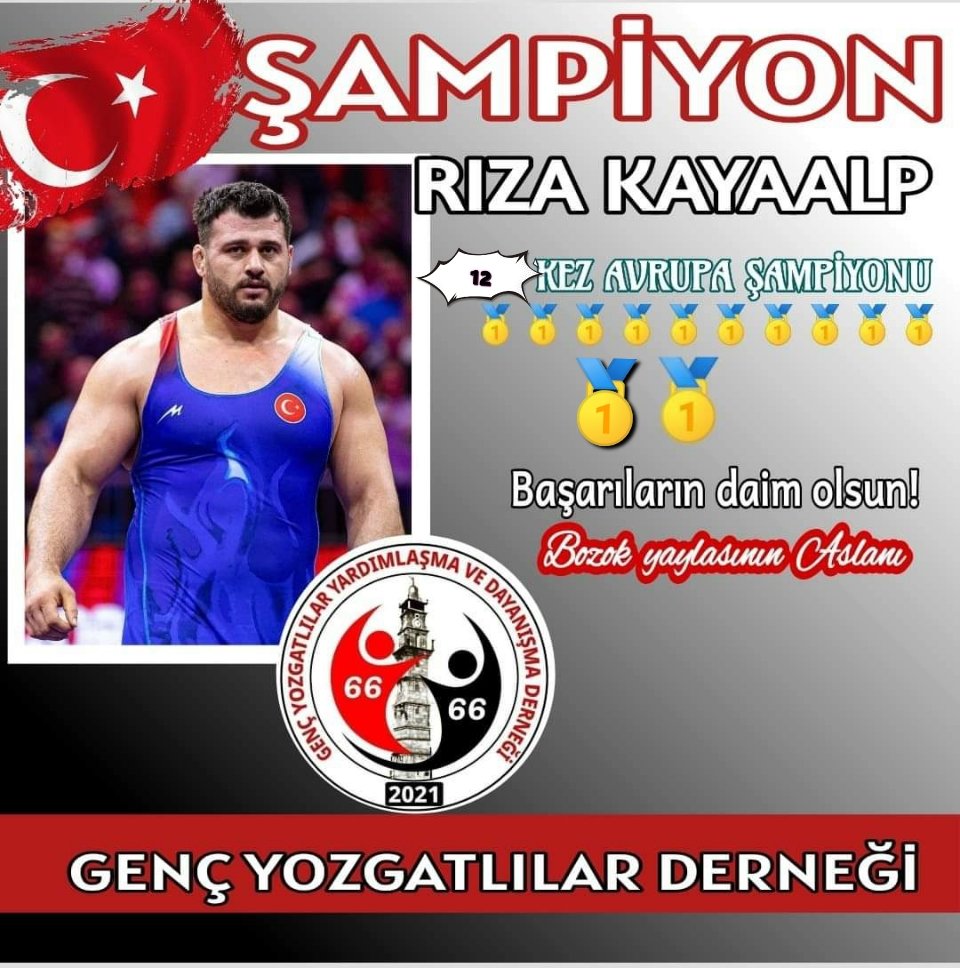 Altın Adam Gururumuz <a href="/riza_kayaalp/">Rıza Kayaalp</a> 🇹🇷
#YiğitlerŞehriYozgat’ın Yiğit Evladı 
12. Kez Avrupa Şampiyonu1️⃣2️⃣🥇

Tebrikler <a href="/riza_kayaalp/">Rıza Kayaalp</a>🇹🇷👏