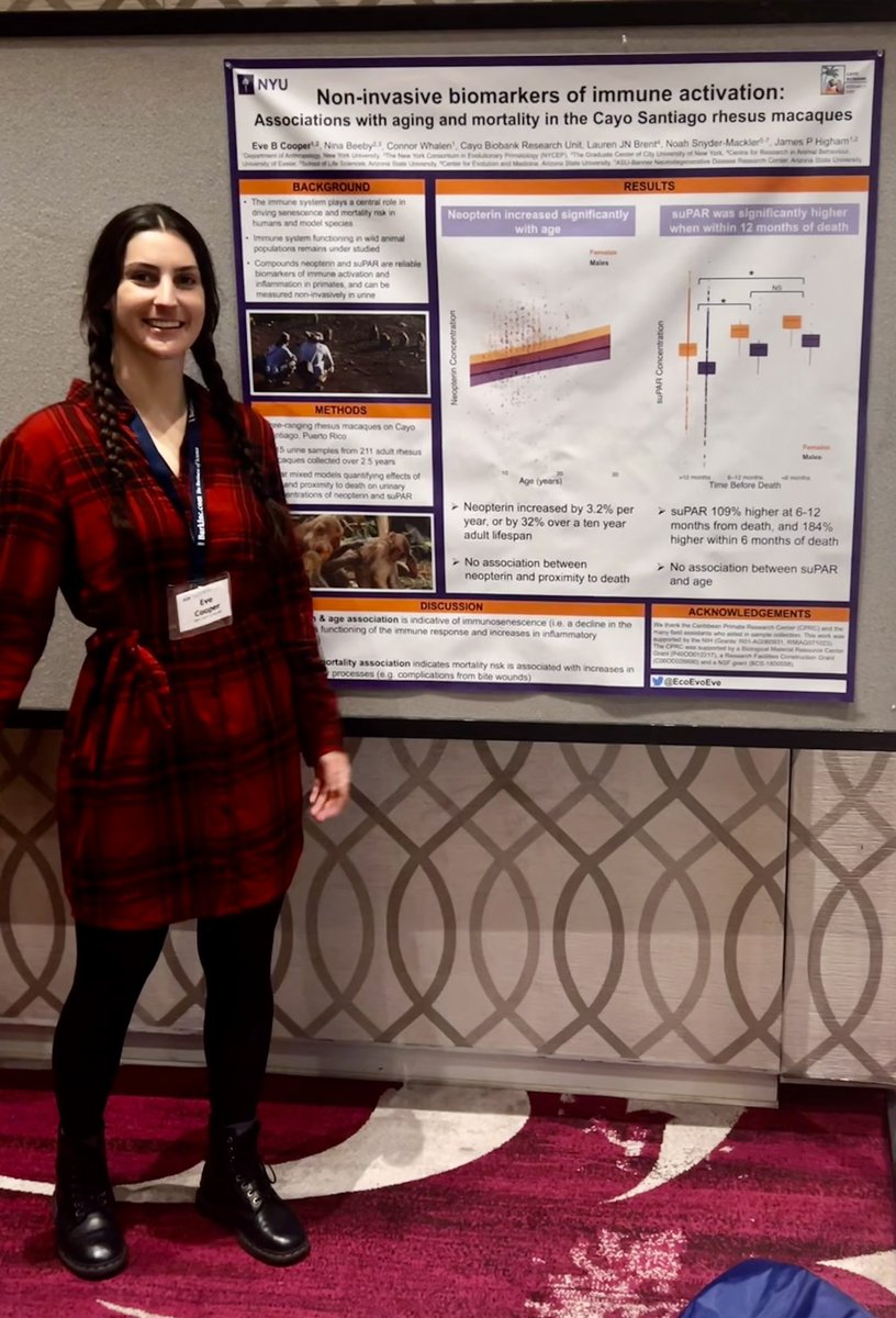 If you find yourself still at #aaba in this final afternoon come say hi in Tuscany 8 and learn about how we can use non-invasive biomarkers to understand aging and mortality in primates 🐒