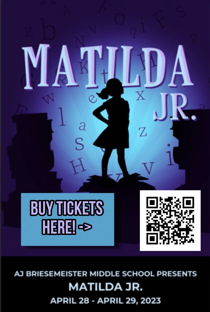 Join us for an amazing 2 nights of fun as our theatre department presents ’Matilda Jr.’! Our students have done an amazing job, and we can’t wait for you to be a part of it! 🖤💛 April 28 and April 29 at 6:30 pm.
