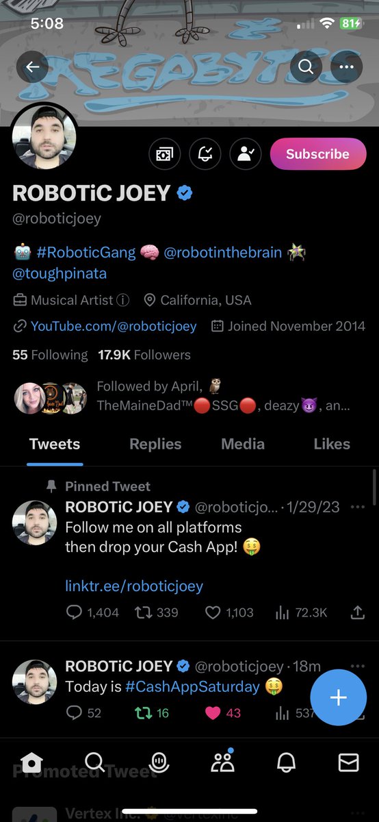 1stStargazer's tweet photo. @roboticjoey In bio &amp; already following 
$1andonlyStargazer ty for the chance #CashAppSaturday https://t.co/XcQFtdoMXG
