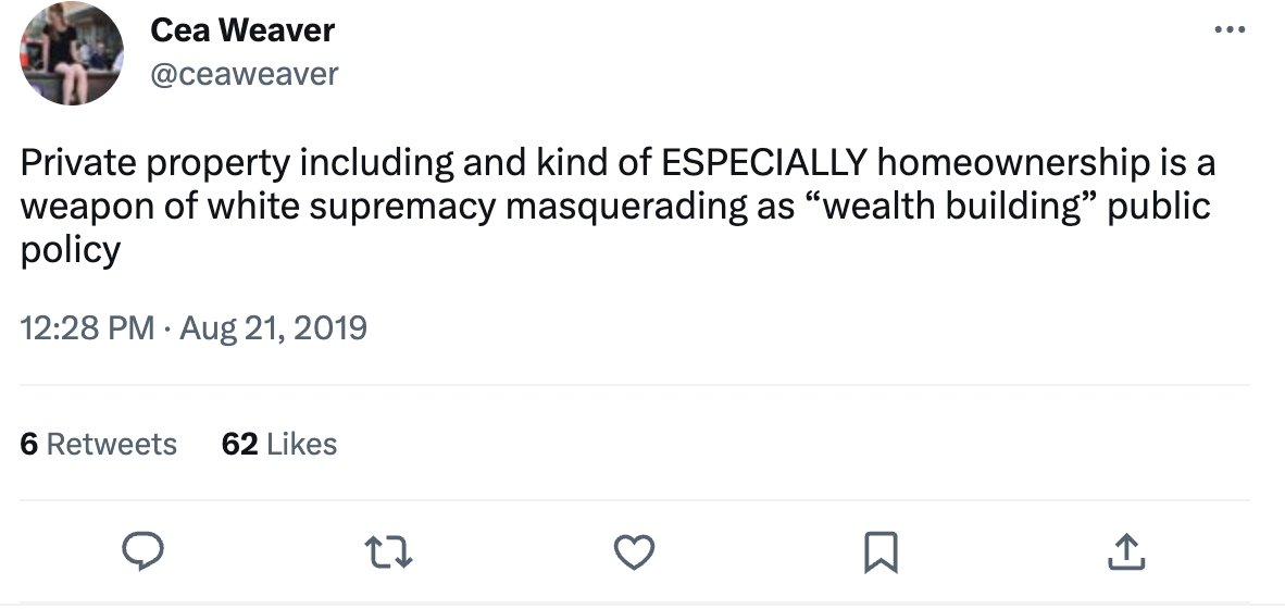 LevineJonathan's tweet image. Housing Justice For All Campaign Coordinator @ceaweaver has openly declared that we should "elect more communists," called home-ownership "white supremacy" and called for private property to be abolished

nypost.com/2023/04/22/com…
