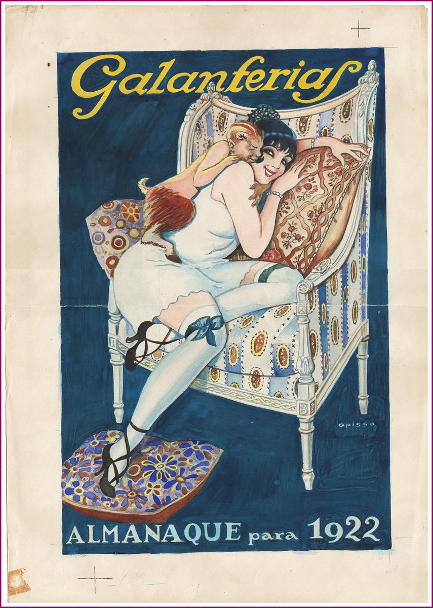 grafopata's tweet photo. Il.lustració original de Ricard Opisso Sala ( 1990-1966 )  
Cuberta de l’ “Almanaque Galanterías para 1922”
https://t.co/jVGumtoAeZ
Format: 47X33,5 cm. https://t.co/OZOsskXyeS