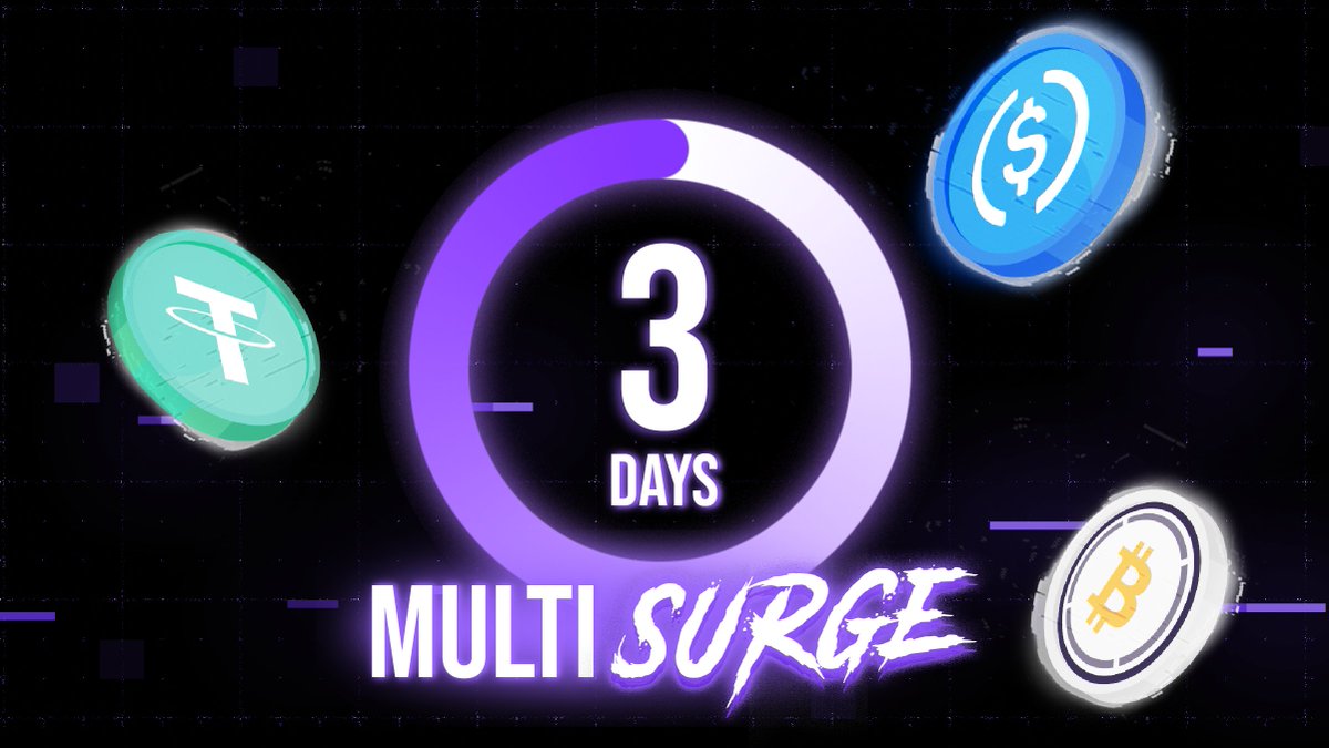 MultiSurge is coming live in 3 days! 

Extraordinary high yields for your favorite #EVM assets: $USDT $USDC $wBTC