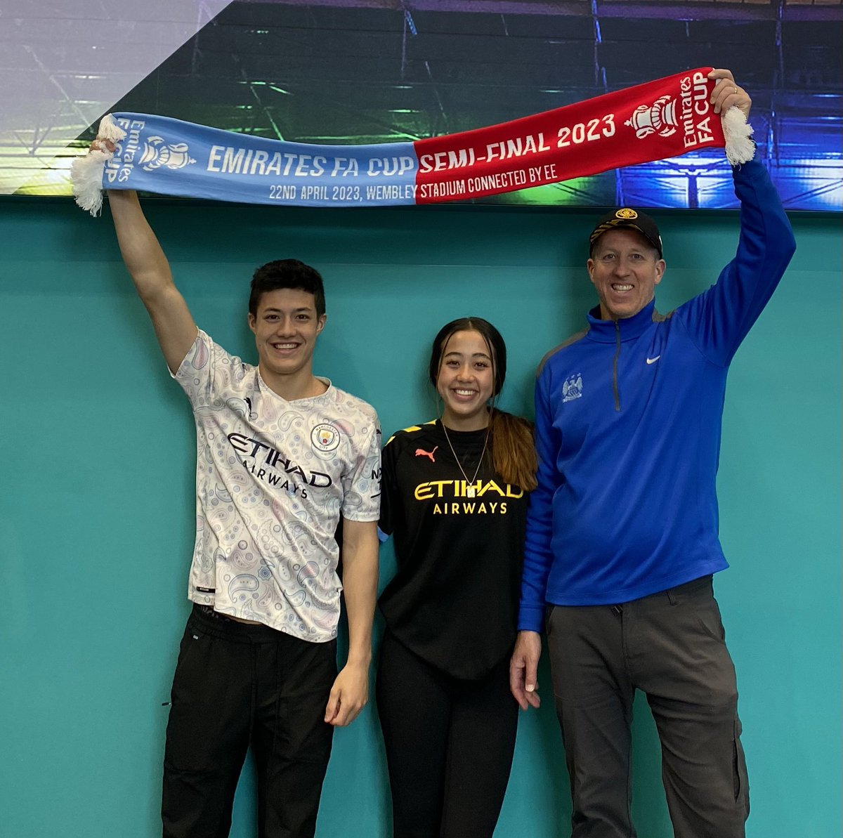 JeffHrkach's tweet photo. Very special family occasion to see @ManCity win the FA Cup semi @ Wembley - huge thanks to @shergul and Diego Gigliani https://t.co/92bB78TzPH