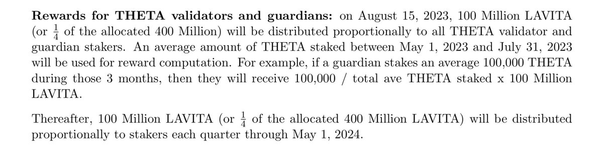 THETA_ECOSYSTEM's tweet photo. I would like to remind everyone that there is going to be a @LavitaAI tokens airdrop for #Theta stakers, updated dates on their v1.3 WP, subject to possible modifications, but keep it in mind guys.
Be forewarned, stake your $THETA
https://t.co/NgvH8xKB3X https://t.co/T73WDy3jzw