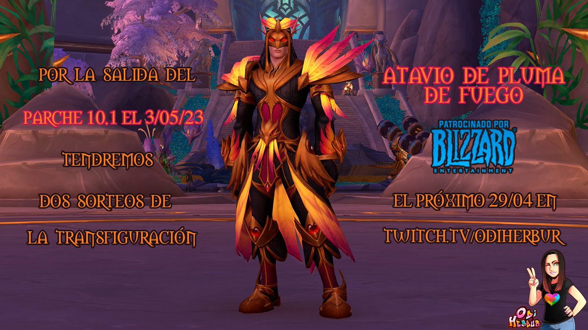 🎉 SORTEO ATAVÍO DE PLUMA DE FUEGO 🎉

El próximo 3/05 llega el parche 10.1 y para celebrarlo tendremos gracias a <a href="/Warcraft_ES/">Warcraft ES</a> dos sorteos el sábado 29/04 en mi canal de twitch!. Para participar sólo hay que estar presente cuando se realice el sorteo. #WoW_Partner #Dragonflight