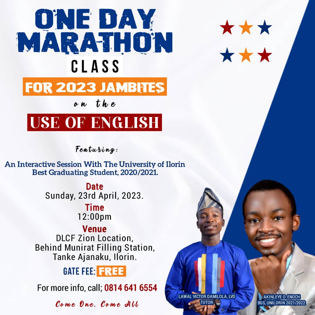 DLCF_Zion's tweet image. It&apos;s FREE! @DLCF_Zion location, Behind Munirat Filling station, Tanke Ajanaku Ilorin. ✍🏻

#JAMB
#unilorinblog
#unilorin
#englishteacher
#student