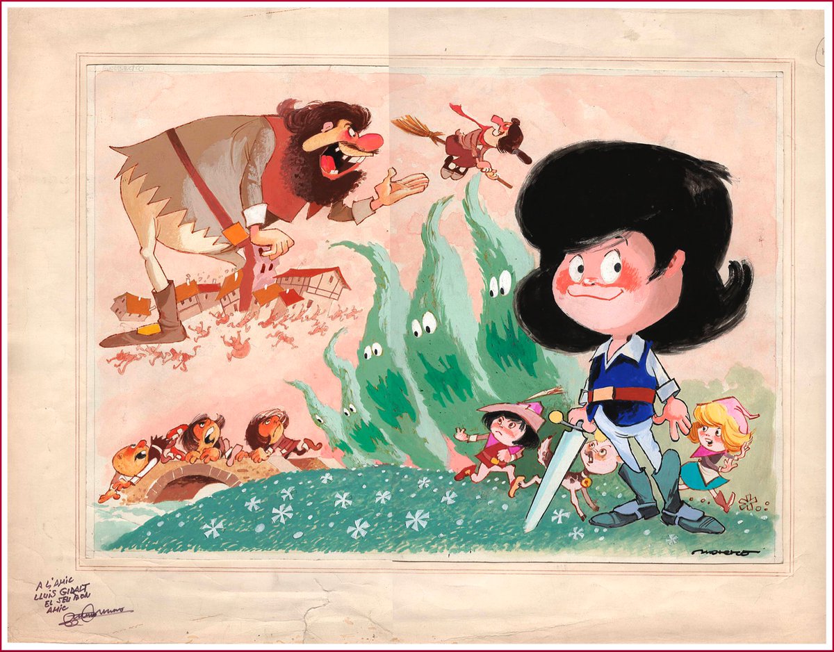 grafopata's tweet photo. Il.lustració original d’ Artur Moreno ( 1909-1993 )
Imatge renovada al 1981 del seu personatge del film  “ Garbancito de la Mancha “1947
Color Gouache. Format: 41,5X55,3 cm. https://t.co/6TdcMPO4bk
