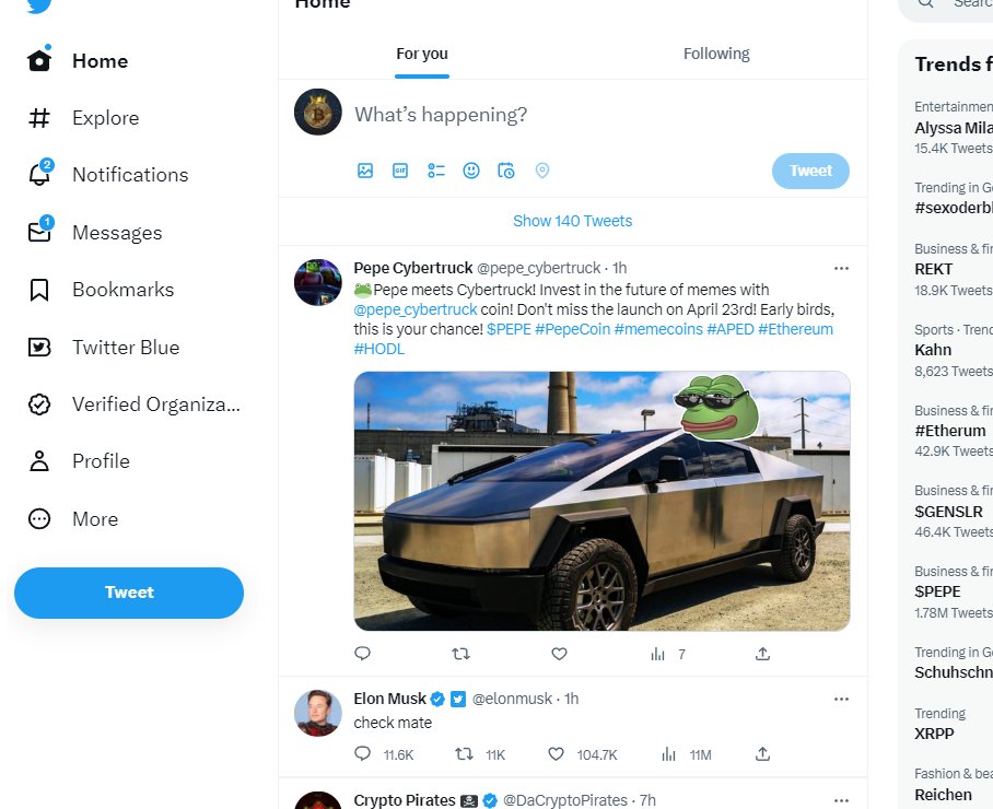 wahdatw's tweet photo. @TheMoonCarl 🛸Be a part of history with @pepe_cybertruck coin, honoring Elon Musk's iconic Cybertruck! Don't miss the launch on April 23rd! $PEPE #PepeCoin #memecoins #APED #Ethereum #InElonWeTrust https://t.co/5ItETmOEfY