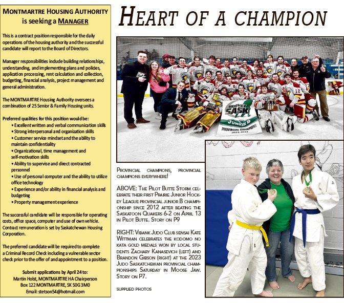quadtownforum's tweet photo. From this week's (April 20) edition, provincial championships for @pilotbuttestorm and multiple athletes from Vibank Judo Club. Quite a week in local sports. Well done, all. https://t.co/TuxeVkxAUR