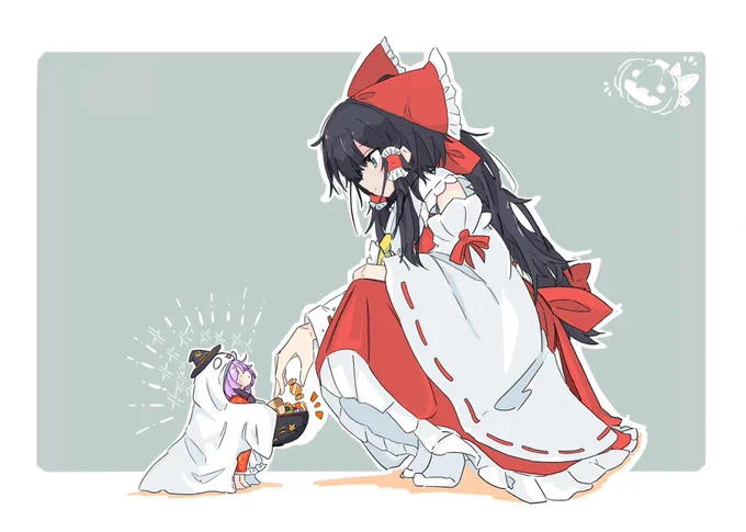 ハロウィンのときに描いた絵霊夢さんの横顔綺麗に描けたから見て 