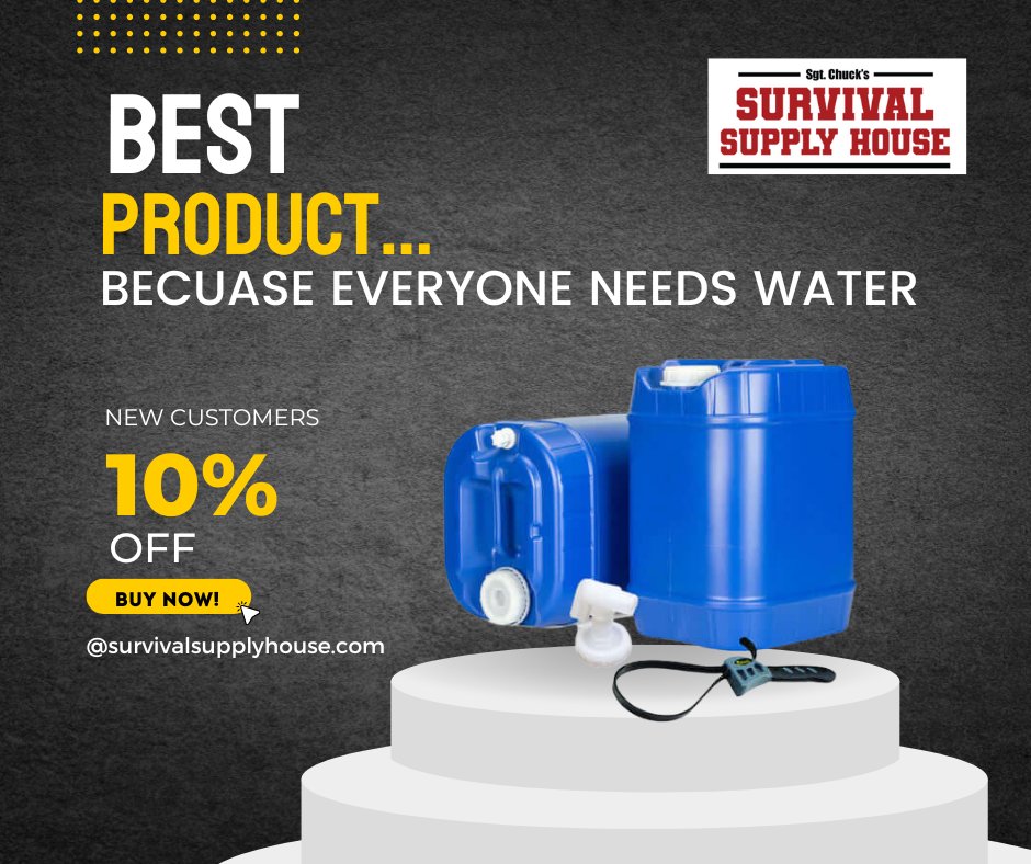ChuckTrautman's tweet photo. Everyone needs water to survive, so why not keep extra on hand? Visit https://t.co/VNvh3jmMqj to get the highest quality water storage out there!
-Stackable
-BPA Free
-Food Grade Plastic
-Controls Algae Growth https://t.co/J2ZSilva3c